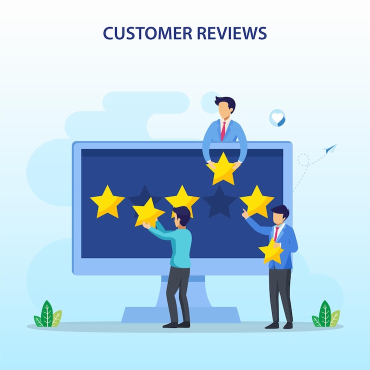 Vector concepto de reseñas de clientes experiencia de reseñas en línea o vector de notificaciones de calificación de estrellas de comentarios