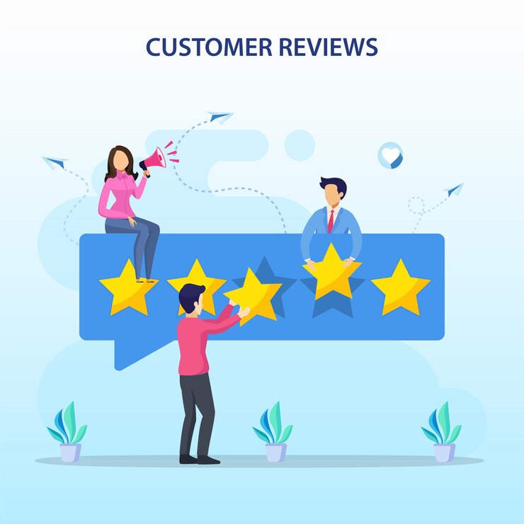 Vector concepto de reseñas de clientes experiencia de reseñas en línea o vector de notificaciones de calificación de estrellas de comentarios