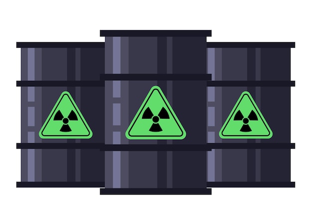 El concepto de residuos tóxicos aislados de barriles nucleares radiactivos Ilustración gráfica del diseño vectorial