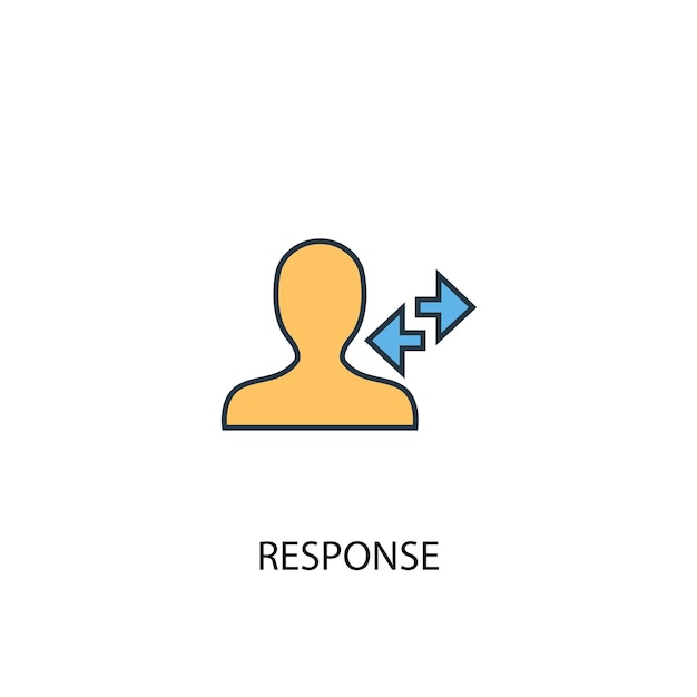 Concepto de respuesta 2 icono de línea de color. Ilustración simple elemento amarillo y azul. concepto de respuesta diseño de símbolo de esquema