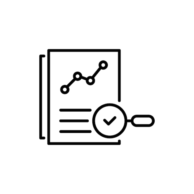 Concepto de resultado de evaluación de línea delgada negra de factura de factura o investigación de descripción y retroalimentación interna diseño de arte de trazo gráfico de logotipo de política regulatoria lineal plana aislado sobre fondo blanco