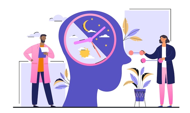 Concepto de ritmo circadiano esquema de ciclo diurno y nocturno proceso biológico natural de sueño y vigilia hombre y