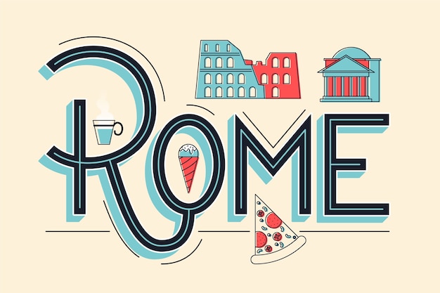 Concepto de roma de letras de ciudad