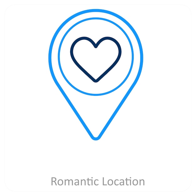 Concepto romántico de ubicación e icono de ubicación