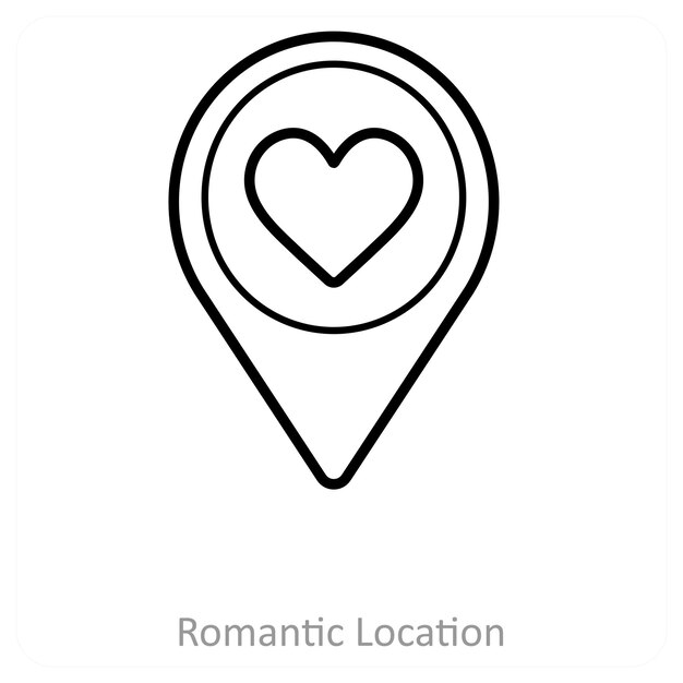 Concepto romántico de ubicación e icono de ubicación