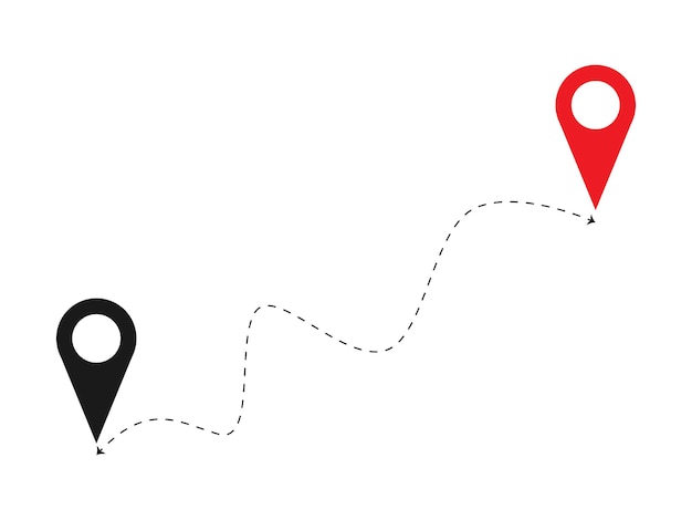 Concepto de ruta del punto A al punto B de navegación y ubicación