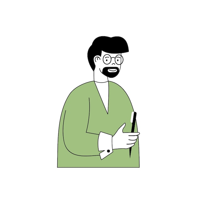Concepto de salón de belleza con gente de dibujos animados en diseño plano para web barbero con herramienta de pincel haciendo barba profesional y cuidado del cabello ilustración vectorial para material de marketing de banner de medios sociales