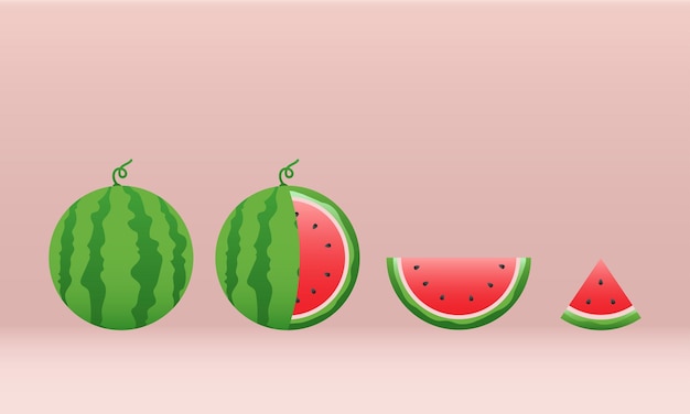 Vector concepto de sandía y fruta jugosa de comida de verano