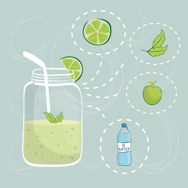 El concepto sano de la forma de vida con el icono del alimento diseña, vector el gráfico del ejemplo 10 EPS.