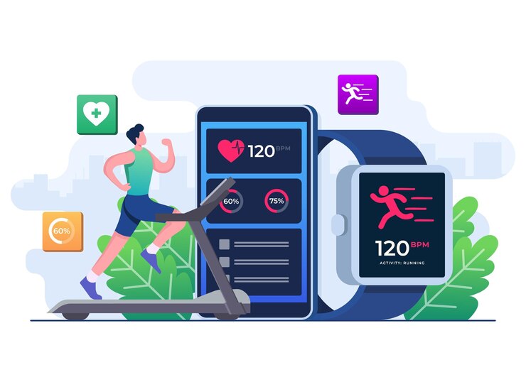 Vector concepto de seguimiento de fitness smartwatch