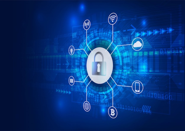 Concepto de seguridad Candado cerrado Seguridad cibernética digital