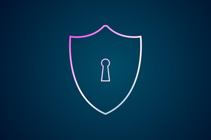 Vector concepto de seguridad cibernética con elemento hud sobre fondo de tono azul