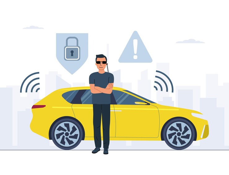 Vector concepto de seguridad del coche. ilustración vectorial