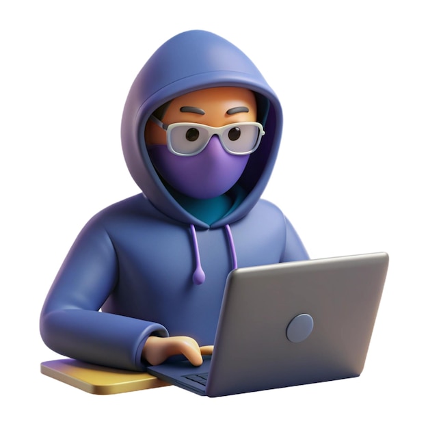 concepto de seguridad en línea icono vectorial 3d ilustración hacker estilo minimalista