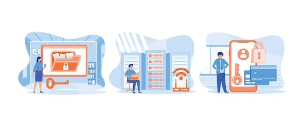 Concepto de seguridad y protección de datos del servidor de seguridad de pagos en línea