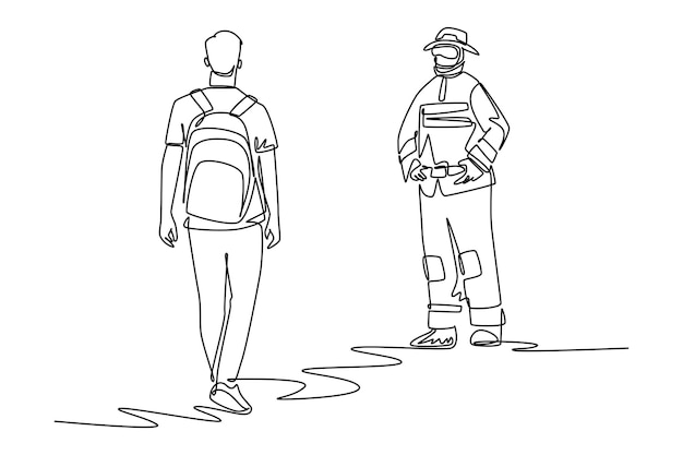 Concepto de seguridad sísmica Ilustración gráfica vectorial de diseño de dibujo de línea única