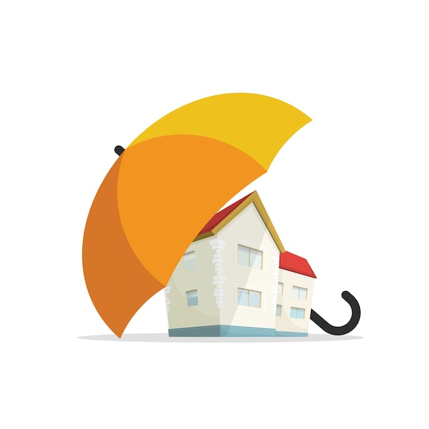 Concepto de seguro de casa, protección inmobiliaria residencial
