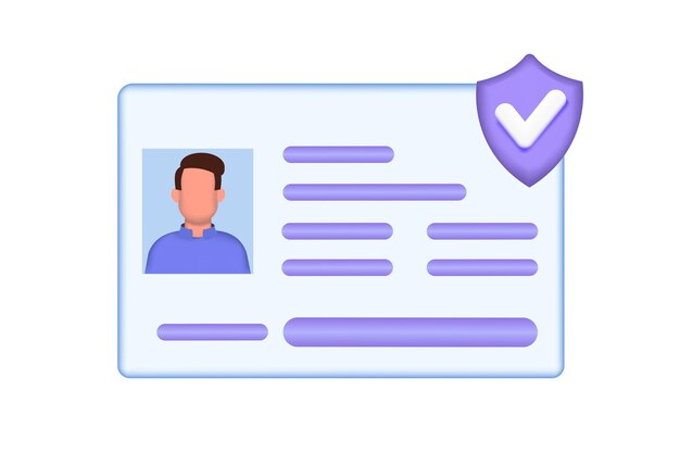 Concepto de seguro corporativo Documento con marca de comprobación en el escudo icono vectorial 3D