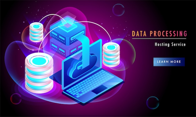 Concepto de servicio de alojamiento de procesamiento de datos.