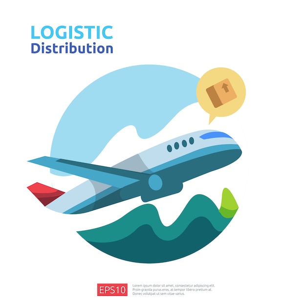Vector concepto de servicio de carga de distribución logística. entrega global importación mundial exportación envío