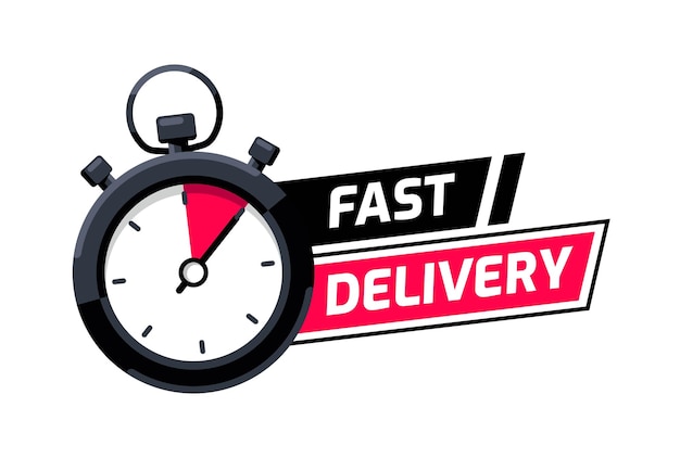 Concepto de servicio de entrega Timer y inscripción de entrega rápida Envío expreso con icono de cronómetro