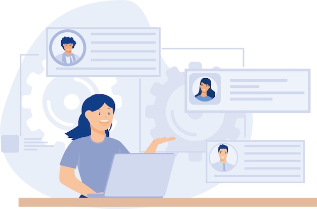 Concepto de servicio de headhunter Sitio web de lista de trabajos de sala de reuniones de escalera corporativa de recursos humanos