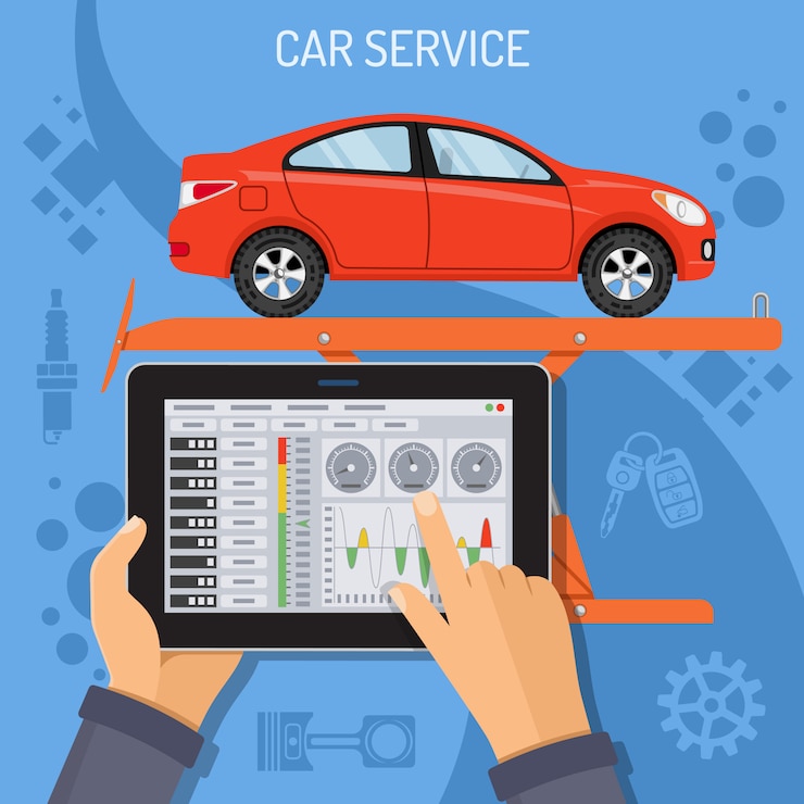 Vector concepto de servicio y mantenimiento de automóviles