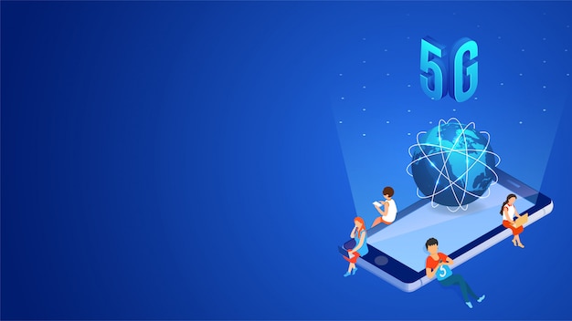 Concepto de servicio de red 5G de internet móvil.