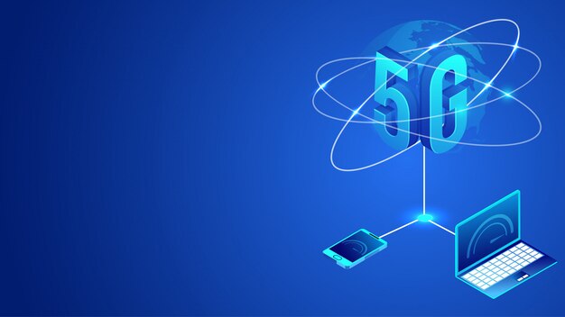 Concepto de servicio de red internacional de datos 5G a nivel mundial.