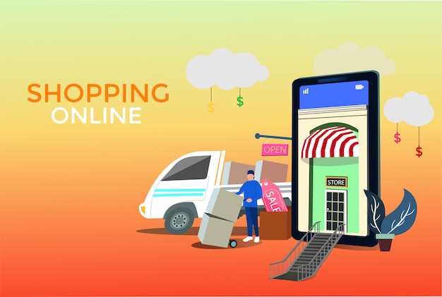 concepto de servicios de entrega en línea