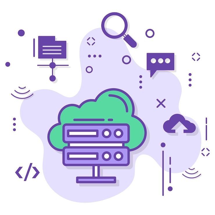 Vector concepto de servidor de nodo proxy, ilustración de stock del proveedor global de servicios en la nube, clúster de colocación