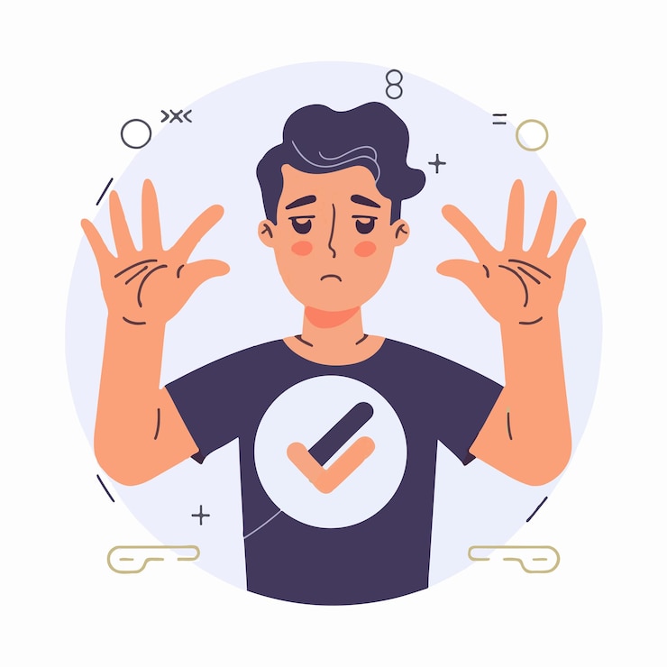 Vector concepto de signo de gesto de rechazo y rechazado