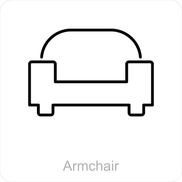 Concepto de sillón y icono de brazo