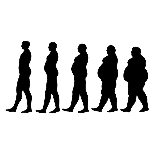 Concepto de siluetas adelgazantes de hombres.