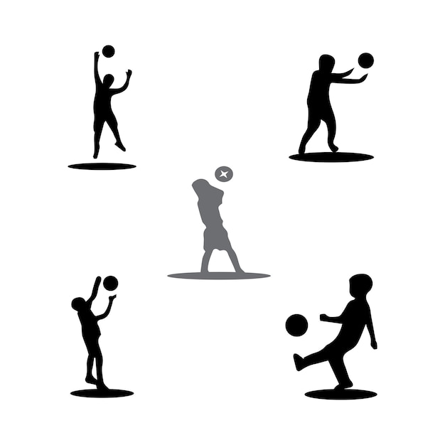 Concepto de siluetas de niños jugando con pelotas