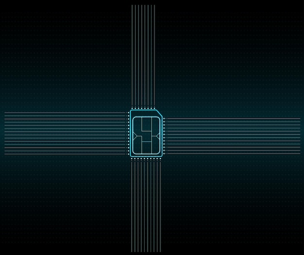 Concepto de sim integrado. nueva tecnología de comunicación móvil.