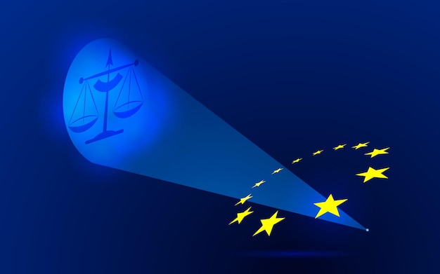 Concepto simbólico de justicia europea unión europea jurisdicción del tribunal europeo de derechos humanos