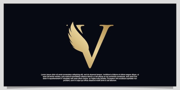 Concepto simple de diseño de logotipo de alas de letra V Vector Premium