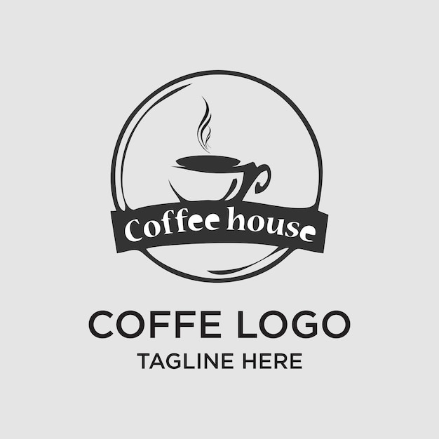 Concepto simple de diseño de logotipo de café vector premium