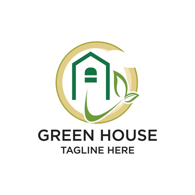 Concepto simple de diseño de logotipo Green House 2 Vector Premium