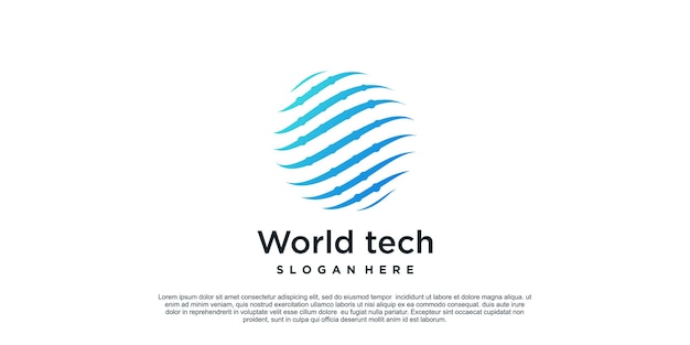 Concepto simple de diseño de logotipo de tecnología mundial premium vector parte 2