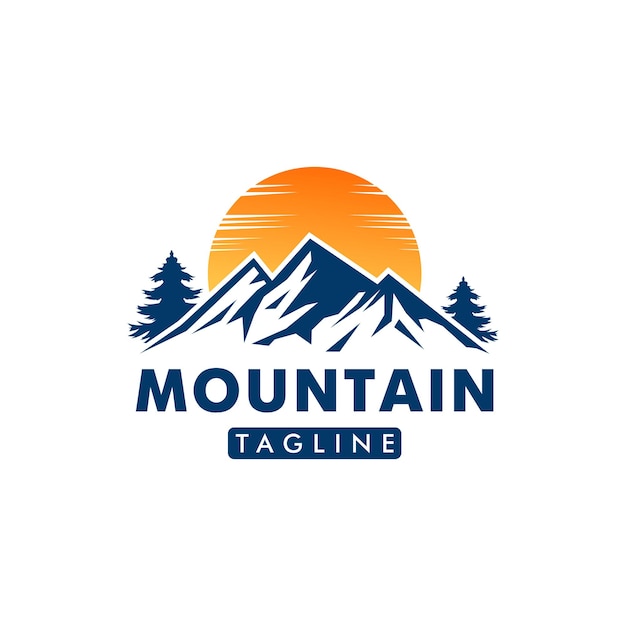 Concepto simple y moderno del vector del logotipo de montaña