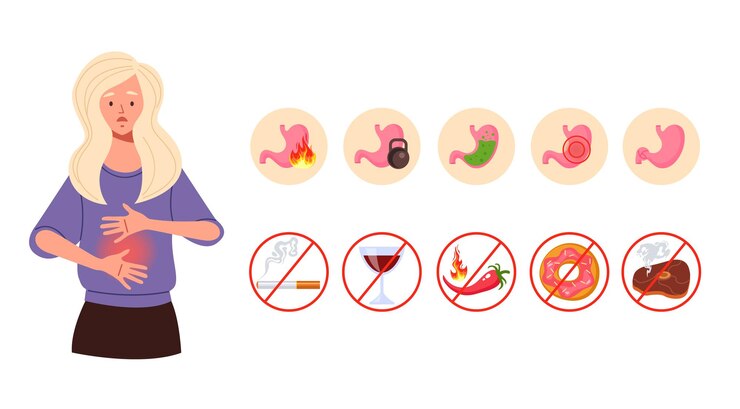 Vector concepto de síntomas de gastritis