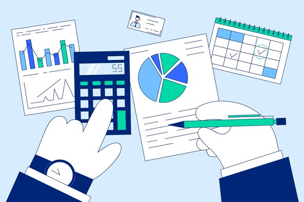 Concepto de sistema de conteo de finanzas, marketing y impuestos.