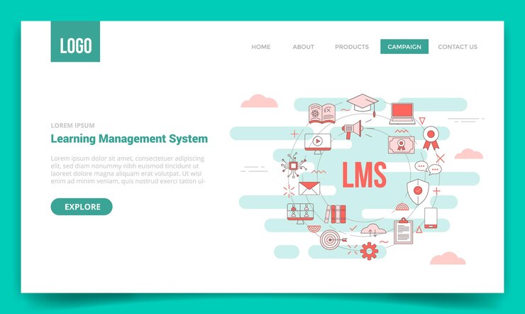 Vector concepto de sistema de gestión de aprendizaje lms