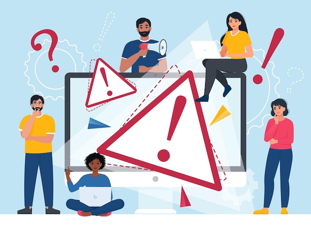 Concepto de sistema operativo advertencia de error 404 página web de error Ilustración plana de vector