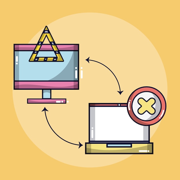 Vector concepto de sistema de seguridad con símbolos