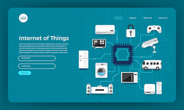 concepto de sitio web Internet de las cosas (IOT). ilustración.