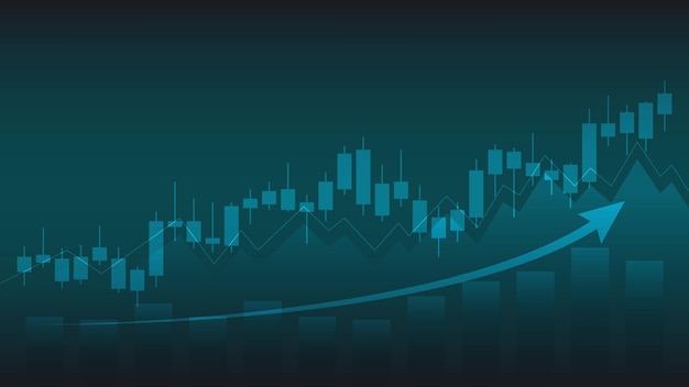 Concepto de situación económica estadísticas de negocios financieros con gráfico de barras y gráfico de velas