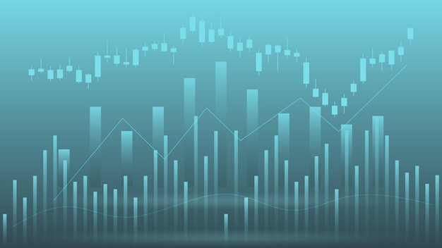concepto de situación económica Estadísticas de negocios financieros con gráfico de barras y gráfico de velas